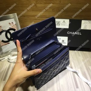 Chanel Le Boy Wallet On Chain – WOC Dark Blue Quilted Lambskin Silver-Toned - Image 6
