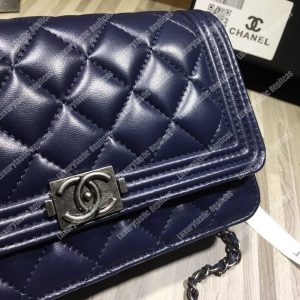 Chanel Le Boy Wallet On Chain – WOC Dark Blue Quilted Lambskin Silver-Toned - Image 7