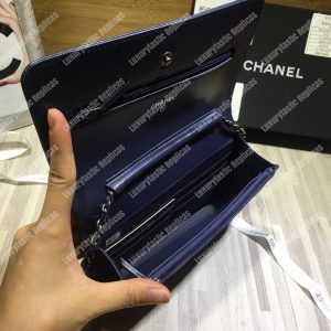 Chanel Le Boy Wallet On Chain – WOC Dark Blue Quilted Lambskin Silver-Toned - Image 5