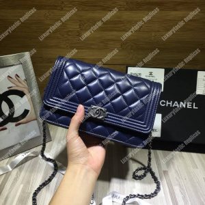 Chanel Le Boy Wallet On Chain – WOC Dark Blue Quilted Lambskin Silver-Toned - Image 3