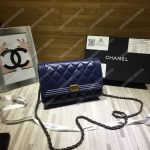 Chanel Le Boy Wallet On Chain – WOC Dark Blue Quilted Lambskin Gold-Toned