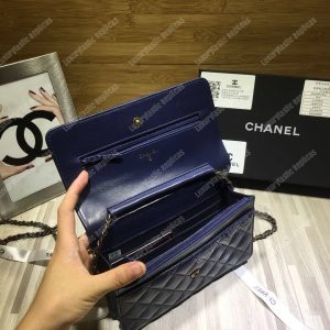 Chanel Le Boy Wallet On Chain – WOC Dark Blue Quilted Lambskin Gold-Toned - Image 6