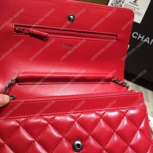 Chanel Le Boy Wallet On Chain – WOC Red Quilted Lambskin Silver-Toned - Image 5