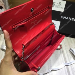 Chanel Le Boy Wallet On Chain – WOC Red Quilted Lambskin Silver-Toned - Image 7
