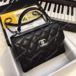 Chanel Small Flap Bag With Top Handle Black-Silver