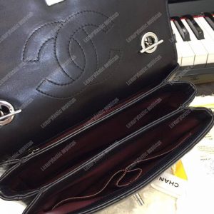 Chanel Small Flap Bag With Top Handle Black-Silver - Image 6