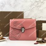 BVL Serpenti Forever Flap Cover Crossbody Bag Zephyr Quartz With Studded Neon Motif