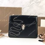 BVL Serpenti Forever Flap Cover Crossbody Bag Black With Studded Neon Motif