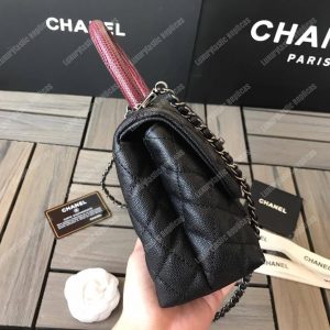 Chanel Small Flap Bag With Top Handle Black - Image 3