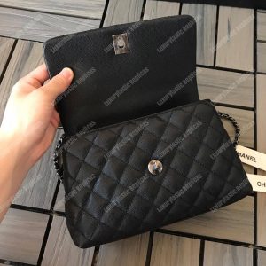 Chanel Small Flap Bag With Top Handle Black - Image 7