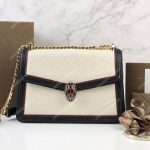 BVL Serpenti Diamond Blast Shoulder Framed Quilted Nappa Bag White Agate