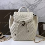 BVL Serpenti Forever Quilted Nappa Leather Backpack White Agate