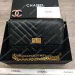 Chanel Reissue 2.55 Wallet On Chain – WOC Chevron Calfskin Black Gold-Toned