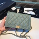 Chanel Le Boy Wallet On Chain – WOC Pistachio Caviar Gold-Toned