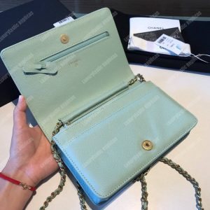 Chanel Le Boy Wallet On Chain – WOC Seafoam Green Caviar Gold-Toned - Image 6