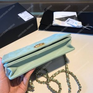 Chanel Le Boy Wallet On Chain – WOC Seafoam Green Caviar Gold-Toned - Image 5