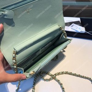 Chanel Le Boy Wallet On Chain – WOC Seafoam Green Caviar Gold-Toned - Image 7