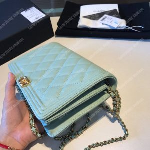 Chanel Le Boy Wallet On Chain – WOC Seafoam Green Caviar Gold-Toned - Image 4