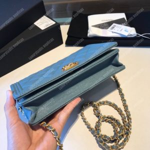 Chanel Le Boy Wallet On Chain – WOC Veridian Caviar Gold-Toned - Image 5