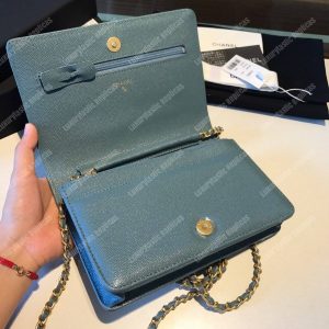 Chanel Le Boy Wallet On Chain – WOC Veridian Caviar Gold-Toned - Image 6