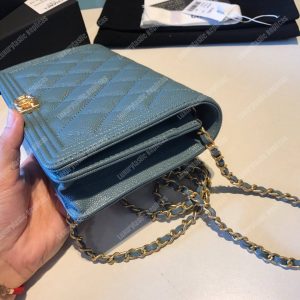 Chanel Le Boy Wallet On Chain – WOC Veridian Caviar Gold-Toned - Image 4