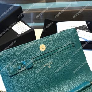 Chanel Le Boy Wallet On Chain – WOC Teal Caviar Gold-Toned - Image 9