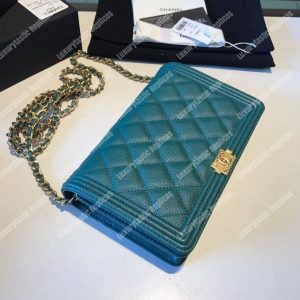 Chanel Le Boy Wallet On Chain – WOC Teal Caviar Gold-Toned - Image 4