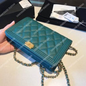 Chanel Le Boy Wallet On Chain – WOC Teal Caviar Gold-Toned - Image 3