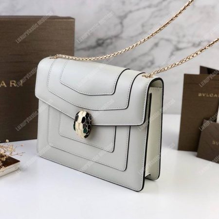 BVL Serpenti Forever Flap Cover Bag White Agate - Image 3