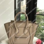 Celine Micro Luggage Handbag In Drummed Calfskin Dune