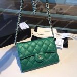 Chanel Classic Clutch Witch Chain – CWC Caviar Green Silver-Toned