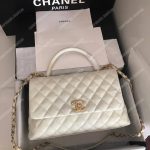 Chanel Flap Bag With Top Handle White