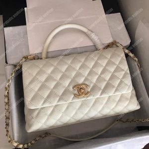 Chanel Flap Bag With Top Handle White - Image 3