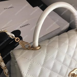 Chanel Flap Bag With Top Handle White - Image 6