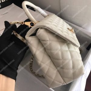 Chanel Flap Bag With Top Handle White - Image 5