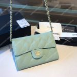 Chanel Classic Clutch With Chain – CWC Caviar Seafoam Green Silver-Toned