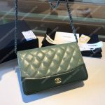 Chanel Wallet On Chain – WOC Aged & Smooth Calfskin Khaki Green