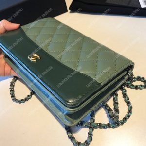 Chanel Wallet On Chain – WOC Aged & Smooth Calfskin Khaki Green - Image 5