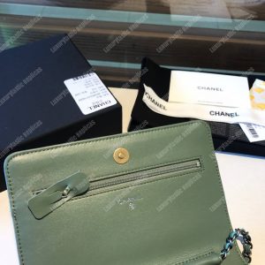 Chanel Wallet On Chain – WOC Aged & Smooth Calfskin Khaki Green - Image 7