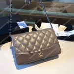 Chanel Wallet On Chain – WOC Aged & Smooth Calfskin Gray