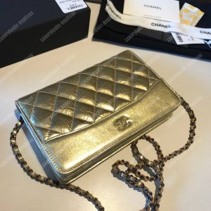 Chanel Wallet On Chain – WOC Aged & Smooth Calfskin Metallic Gold - Image 4