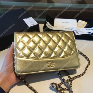 Chanel Wallet On Chain – WOC Aged & Smooth Calfskin Metallic Gold - Image 3