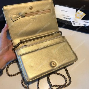 Chanel Wallet On Chain – WOC Aged & Smooth Calfskin Metallic Gold - Image 6