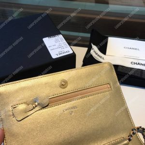 Chanel Wallet On Chain – WOC Aged & Smooth Calfskin Metallic Gold - Image 7