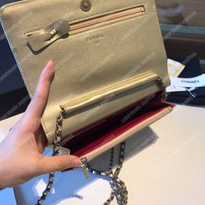 Chanel Wallet On Chain – WOC Aged & Smooth Calfskin Metallic Gold - Image 8