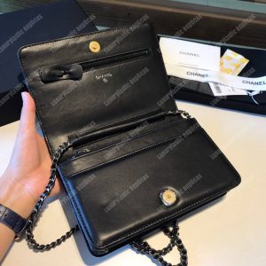 Chanel Wallet On Chain – WOC Aged & Smooth Calfskin Black - Image 6