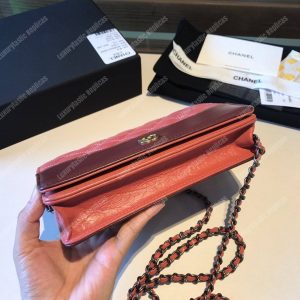 Chanel Wallet On Chain – WOC Aged & Smooth Calfskin Red - Image 8