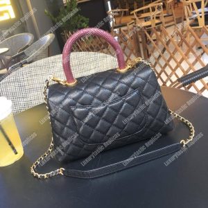 Chanel Small Flap Bag With Top Handle Black - Image 3