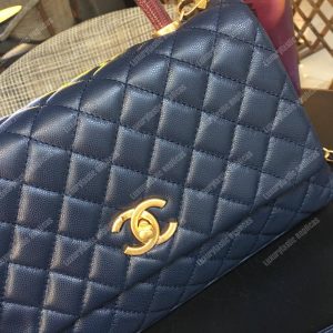 Chanel Flap Bag With Top Handle Navy Blue - Image 5
