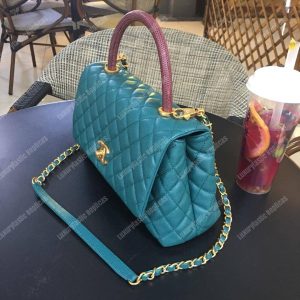 Chanel Flap Bag With Top Handle Blue - Image 7